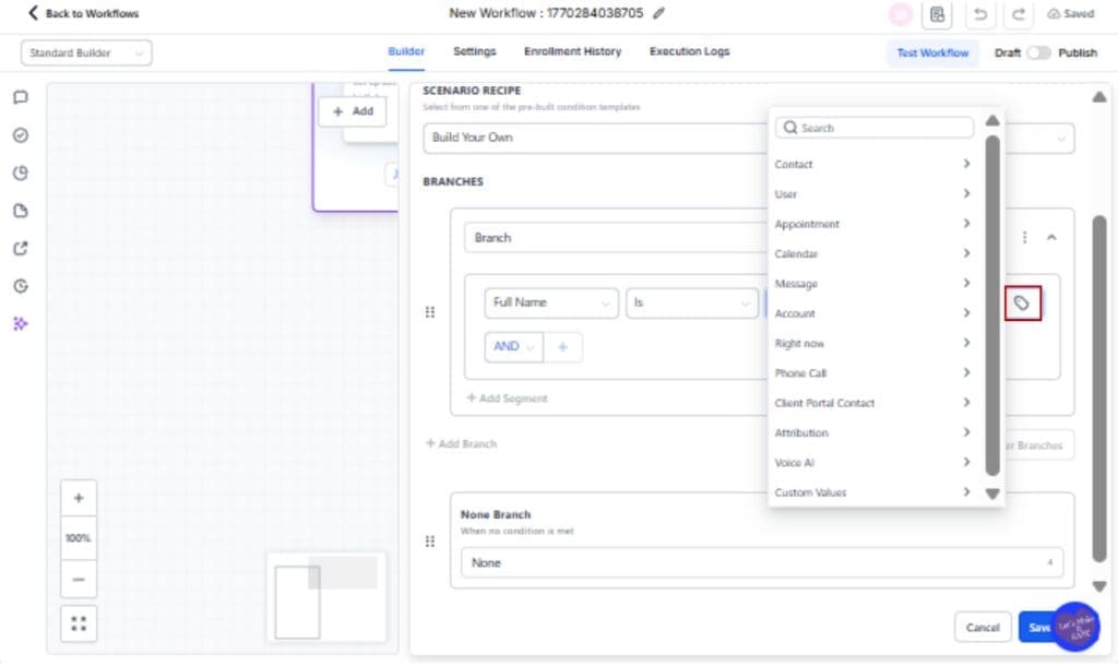 GoHighLevel Workflow Custom Values
 - Use Workflow Custom Values in If/Else Logic