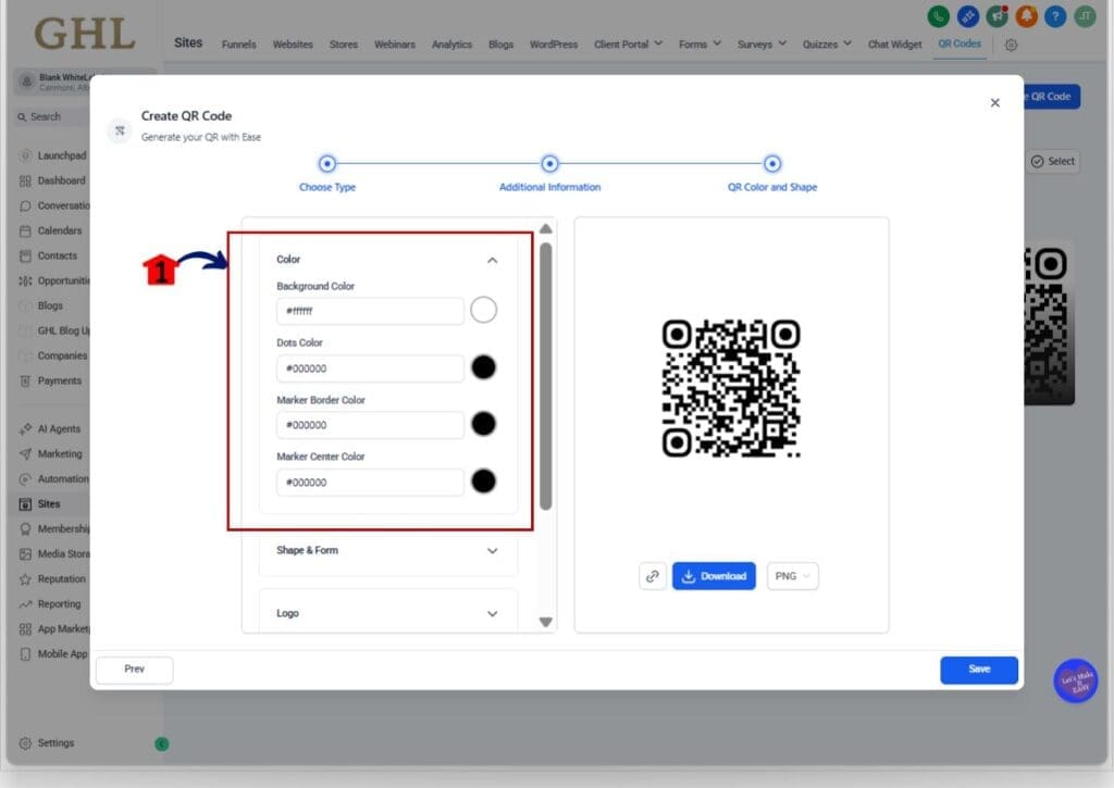 qr code styling - color