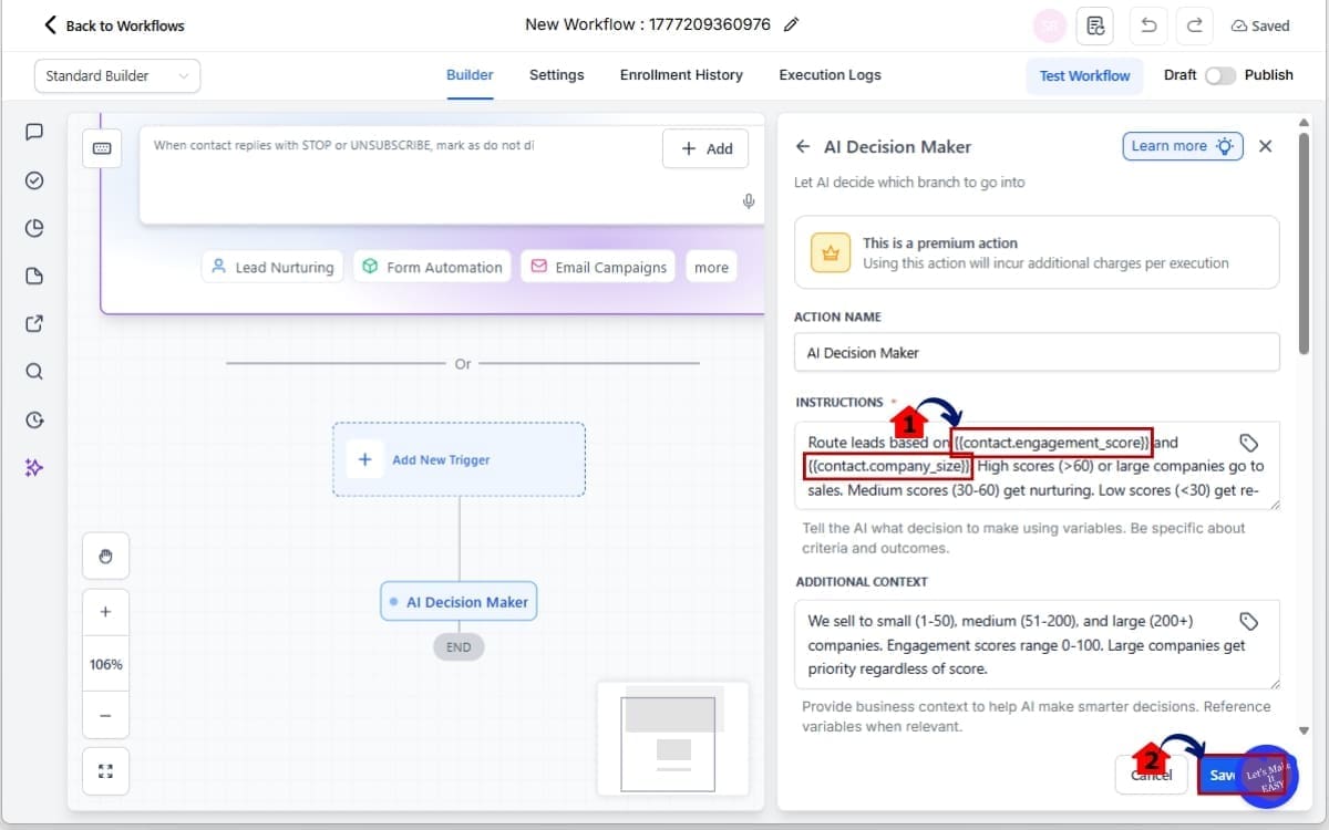 GHL AI Workflow Automation
- Validate Variable Formatting in Actions