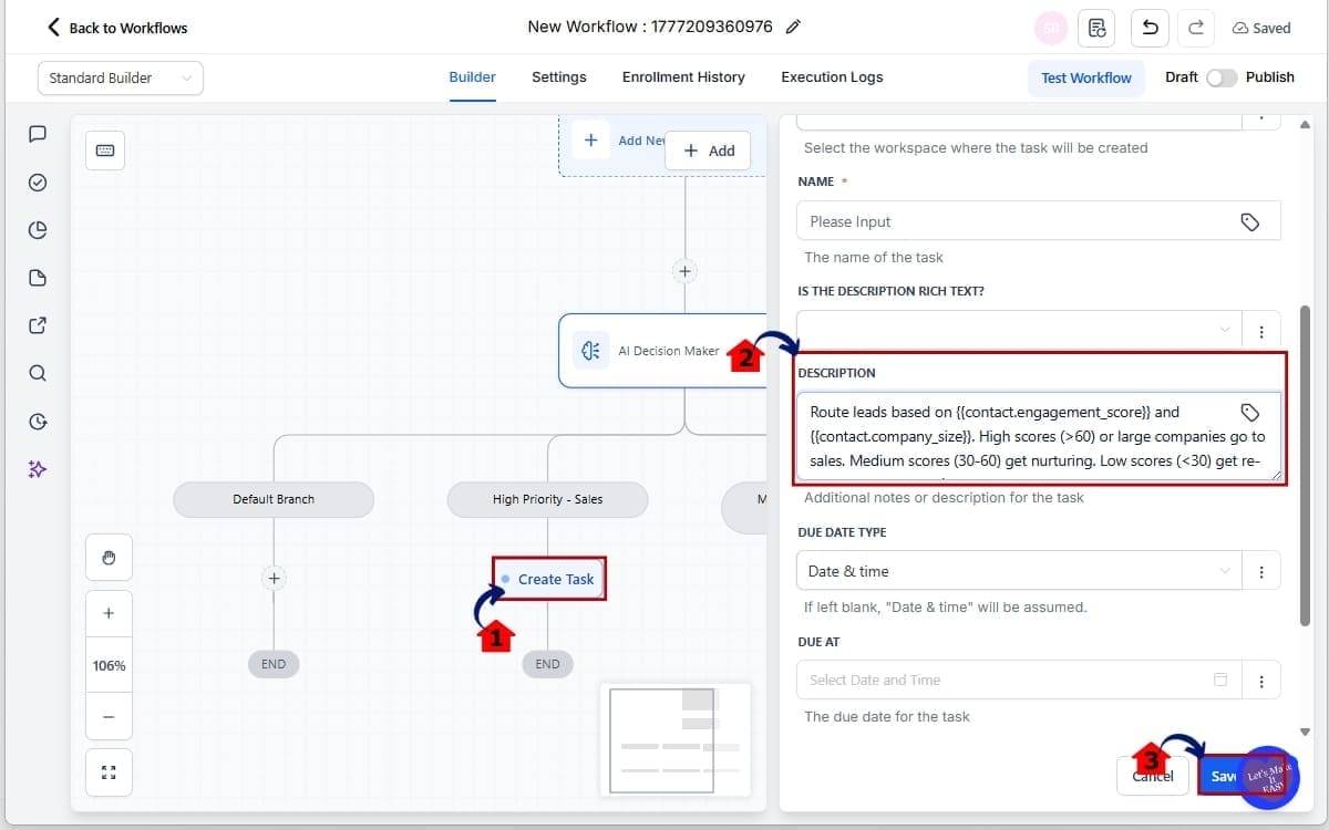 GoHighLevel AI Workflow Automation
- Improve Create Task Descriptions in Workflow
