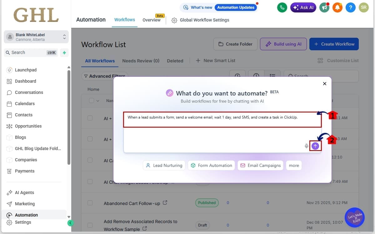 AI Workflow Builder
- Generate a Workflow Using AI Builder