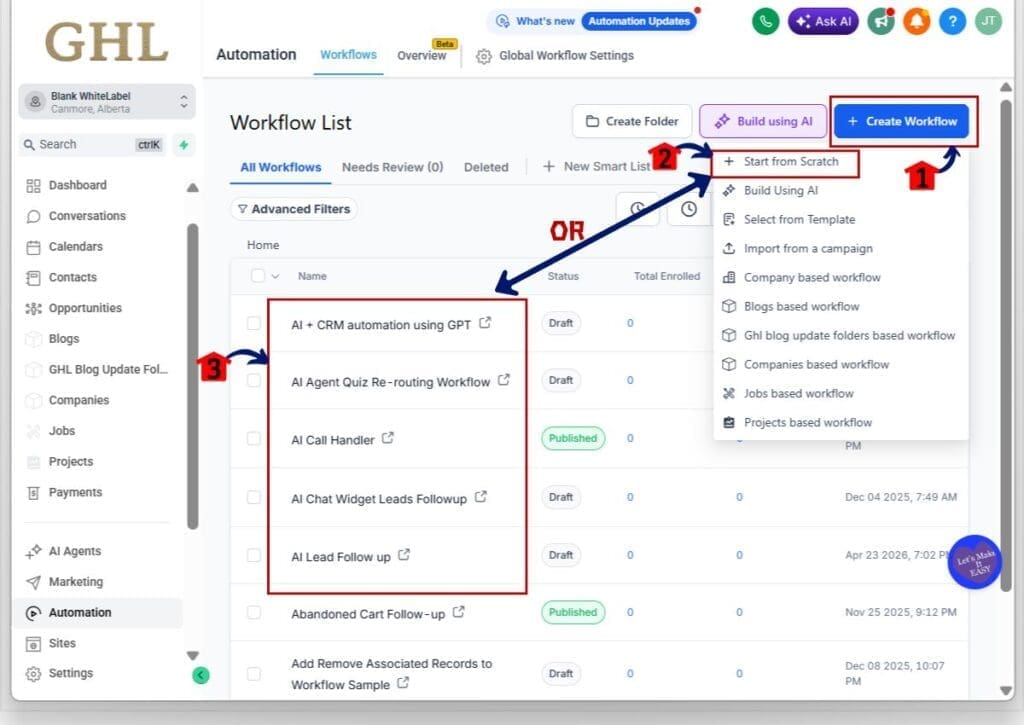 ghl email verification workflow - create