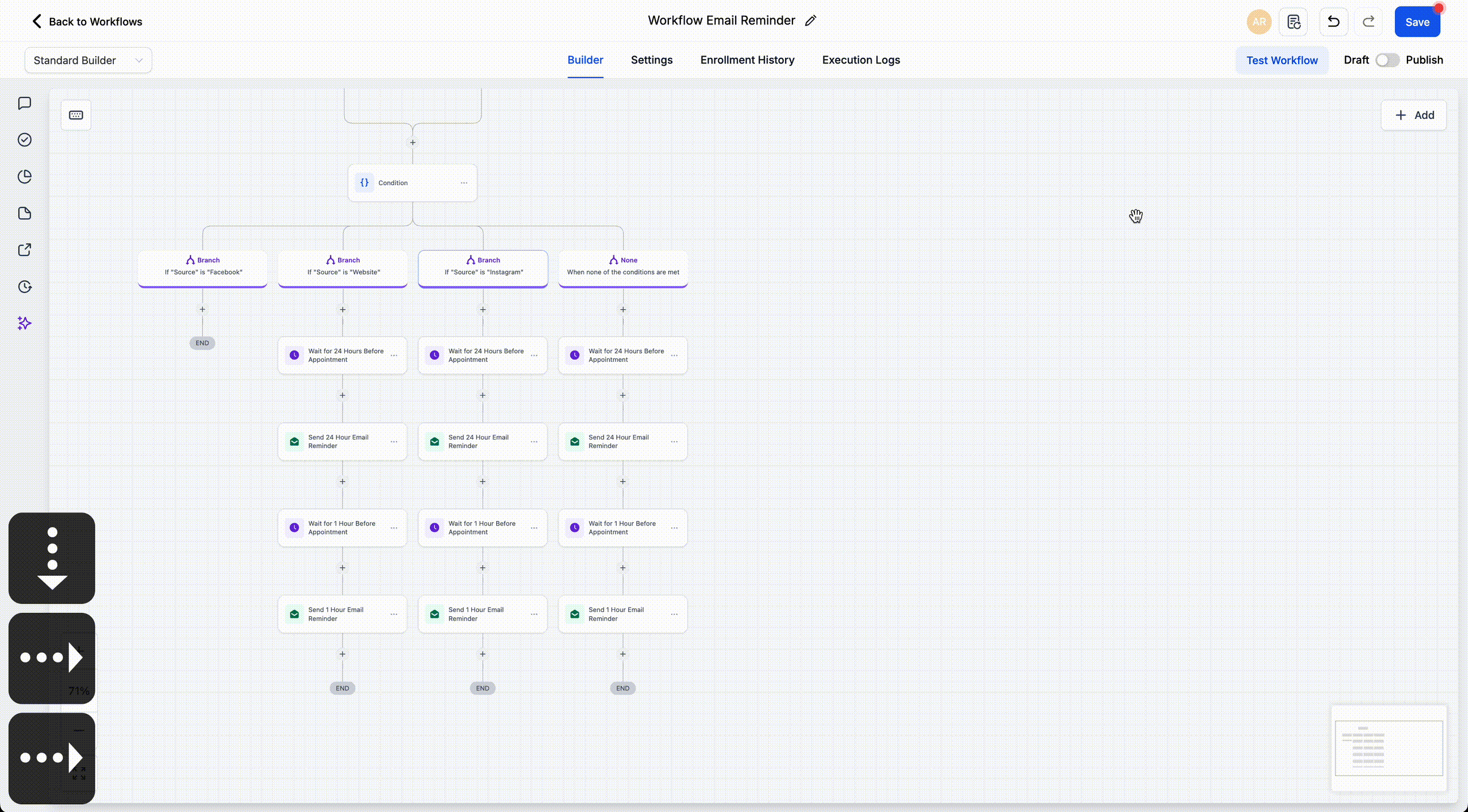 GHL Keyboard Shortcuts – Select Workflow Node in GoHighLevel