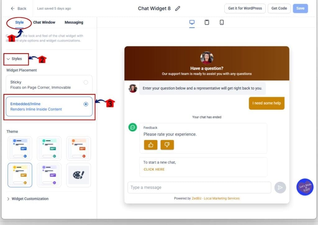 inline-chat-widget-step03 gohighlevel inline chat widget - embedded