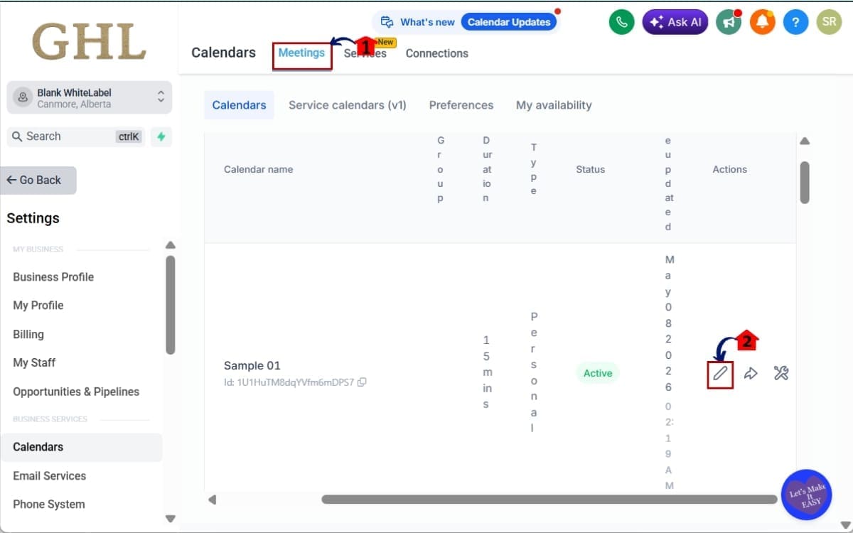 Calendar validation errors
 - Choose the calendar to edit