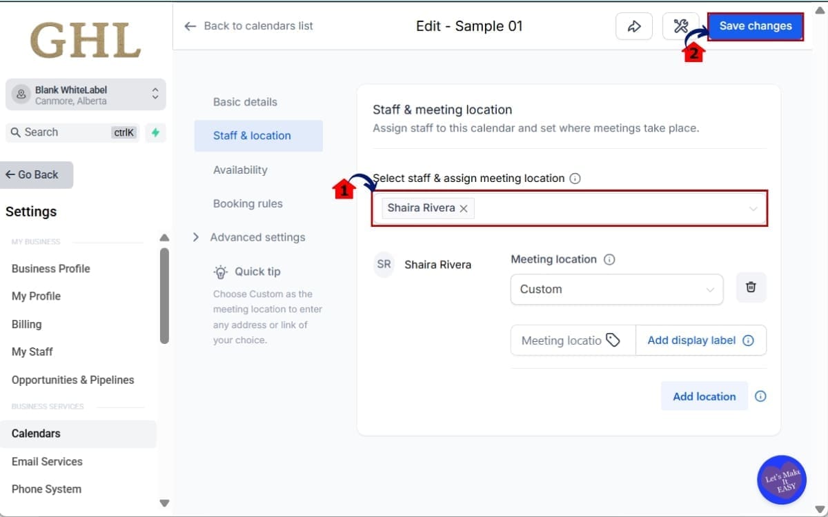 GoHighLevel Calendar validation errors
 - Fix the Calendar Validation Error