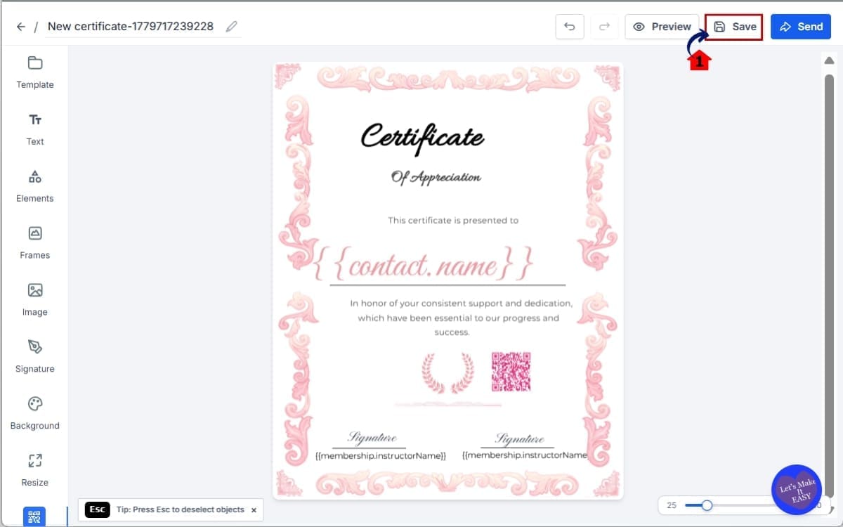 GoHighLevel Certificate QR Codes
 - Save and Test Your Certificate