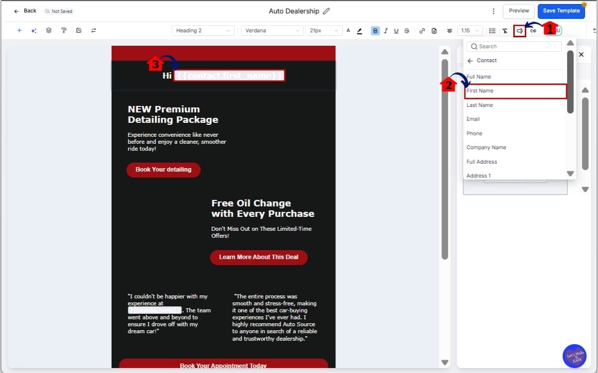 Email Personalization Defaults
- Insert a Custom Value in the Template