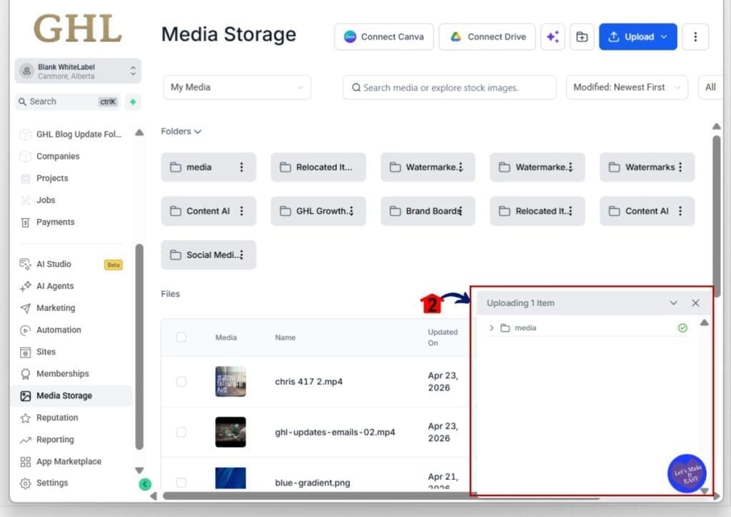 gohighlevel media folder upload