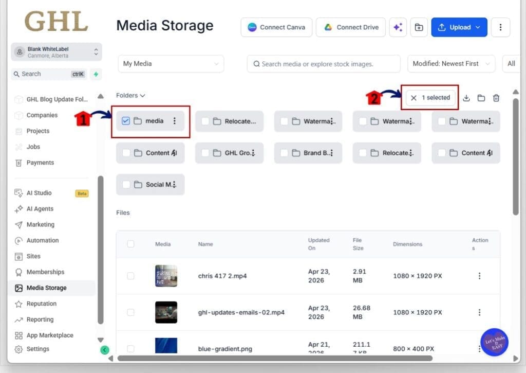 media folder upload - download