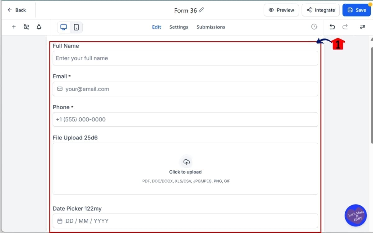 Modern Form Design
 - Add Fields to Your Form Builder