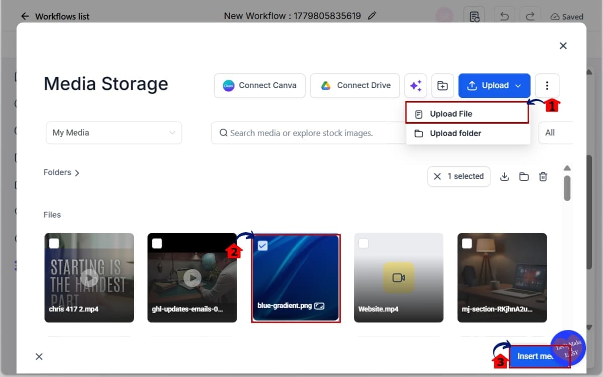 GHL Workflow File Attachments
 - Attach a File Using Workflow File Attachments