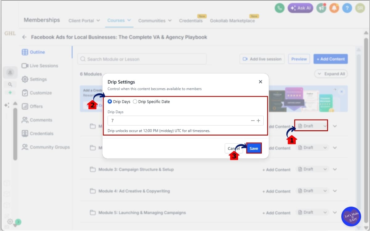 GoHighLevel AI Course Builder
- Configure Course Settings Structure