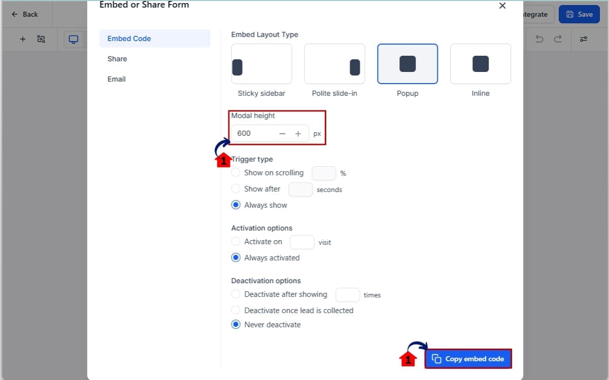 GoHighLevel Custom Form Embed
 - Set the Custom Modal Height