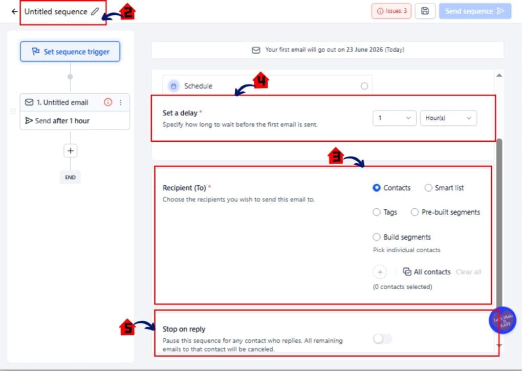 GHL Email Sequences Configure Your Sequence Audience