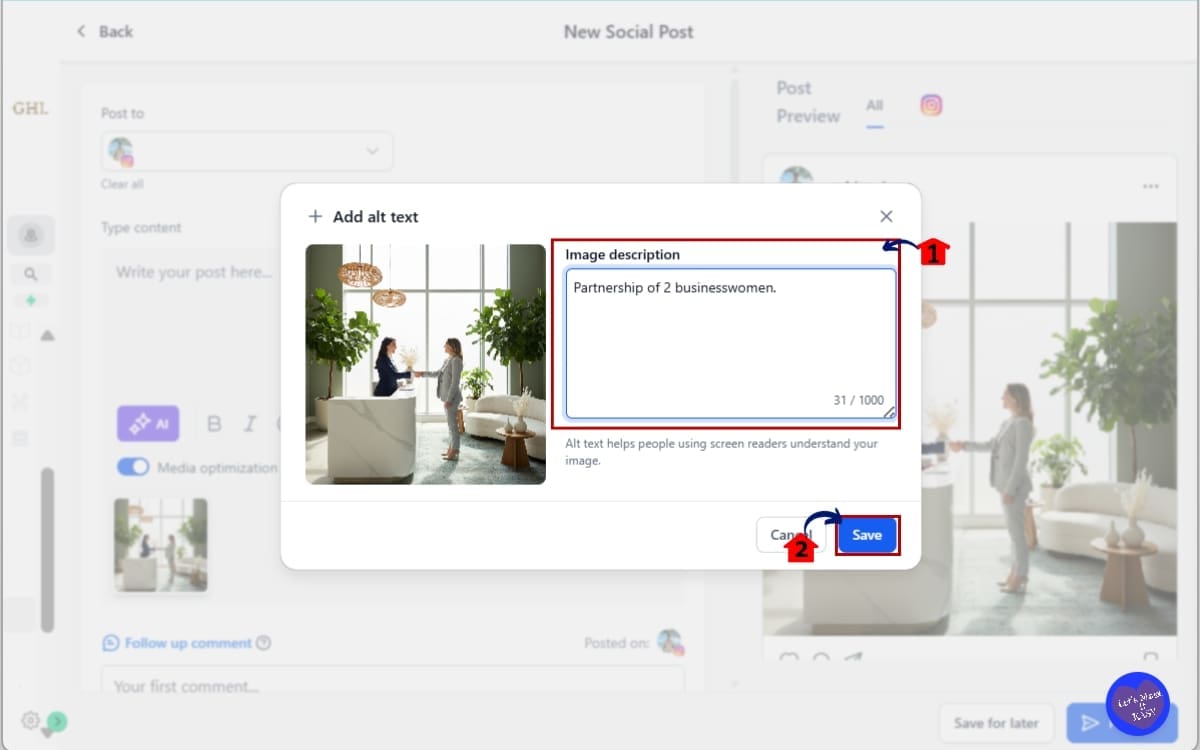 GHL Image Alt Text
 - Add Image Alt Text in the image
