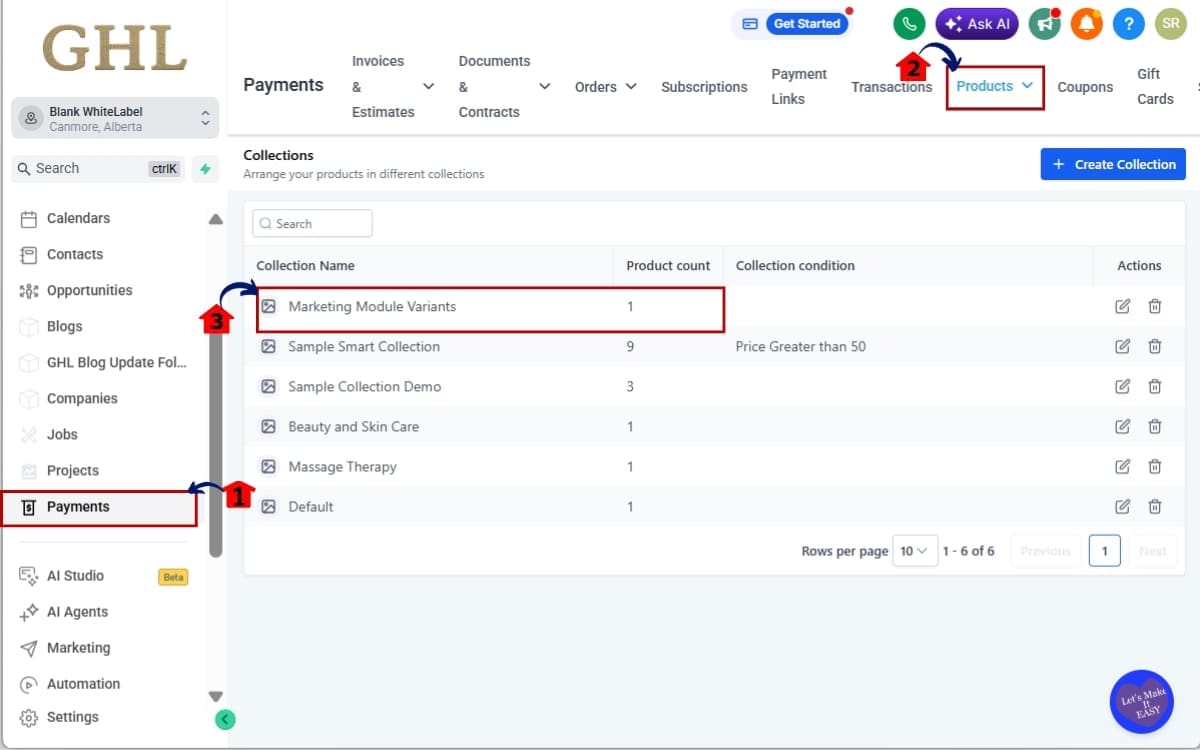 GHL Image Alt Text
 - Review Collections in the Products