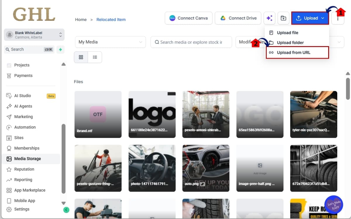 Image URL Upload
 - Start the URL Import Process in Media Storage