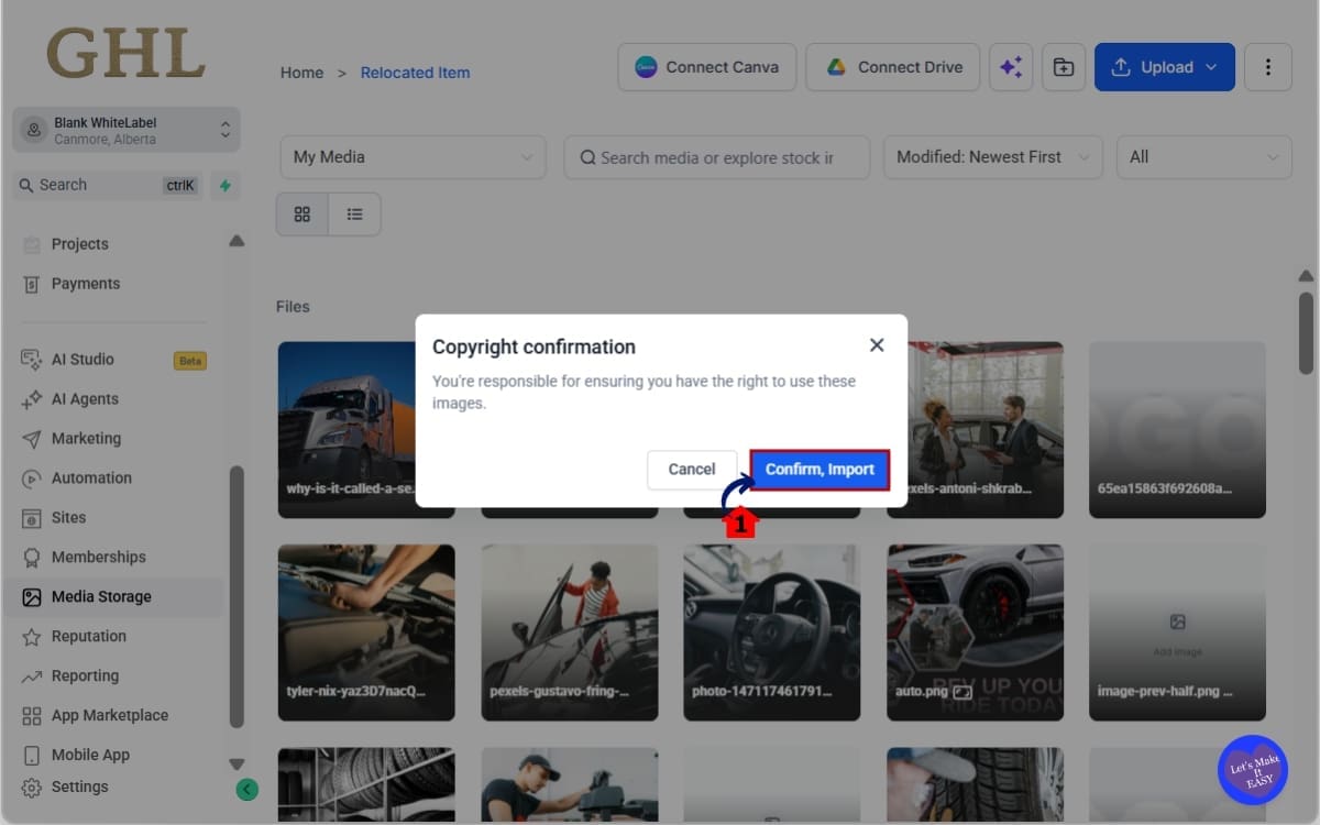 GoHighLevel Image URL Upload
 - Import the Image in Media Storage