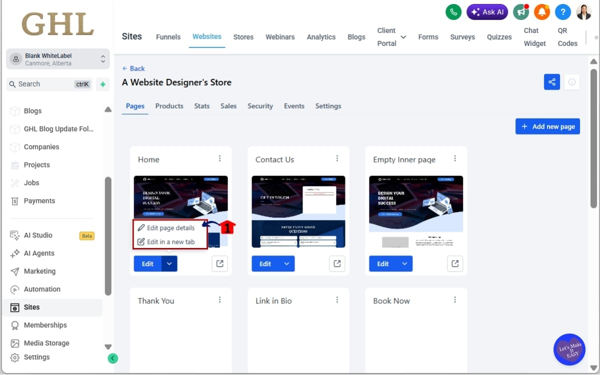 Website Purchase Buttons
 - Open the website page inside