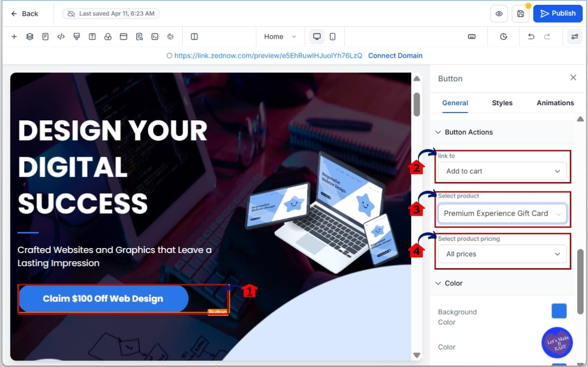 GHL Website Purchase Buttons
 - Select or Add a Button Element