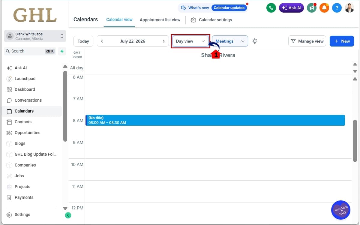 Calendar Buffer Time
 - Select Your Calendar View
