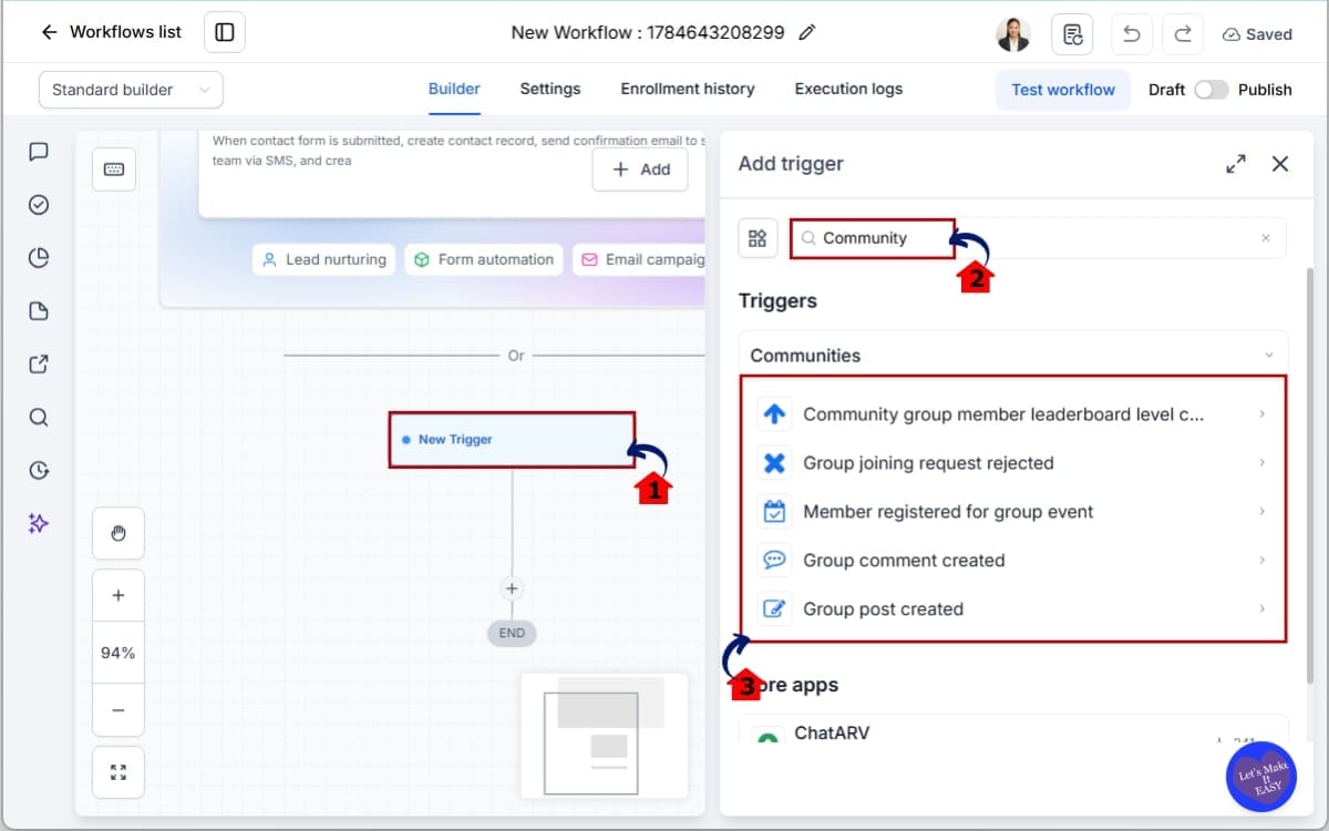 Community Workflow Triggers
 - Add a Community Workflow Trigger