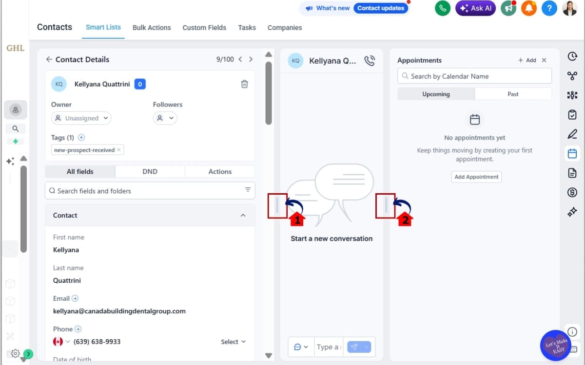 Contact Page Customization
- Resize the Contact Panels