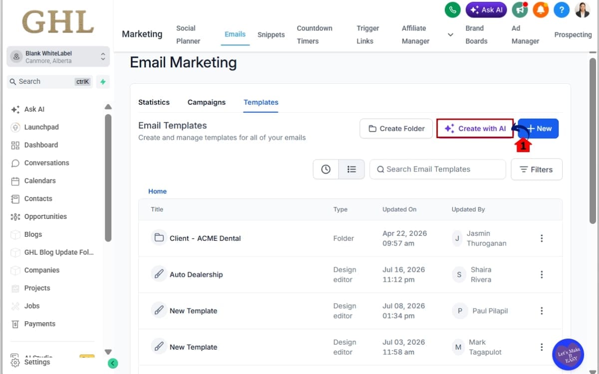 GHL Email AI Templates
 - Open a New Email AI Template