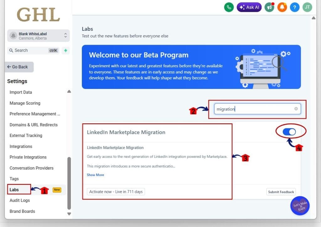 ghl linkedin integration - marketplace migration