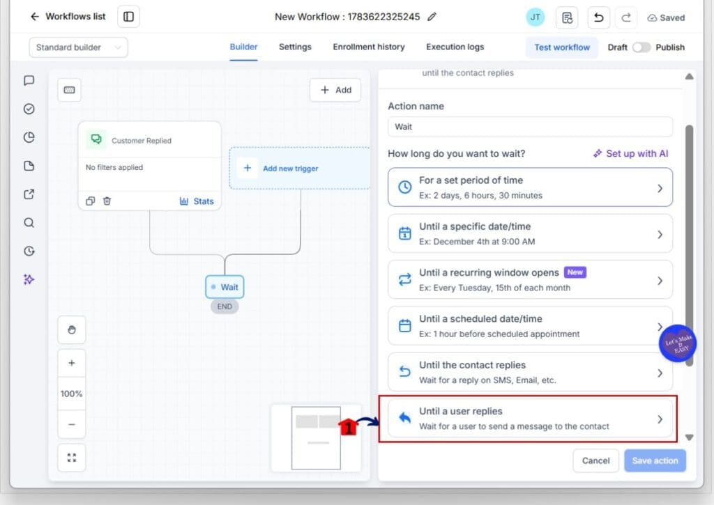 user replies - configure