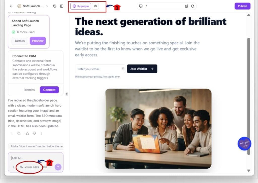 gohighlevel visual website editor