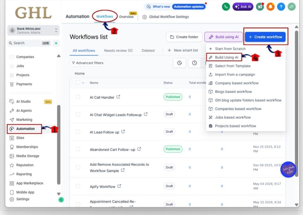 how to use ghl workflow undo redo