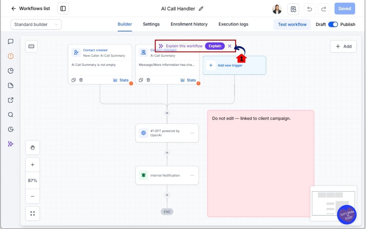 GHL AI Workflow Explanation
 - Generate Your AI Workflow Explanation