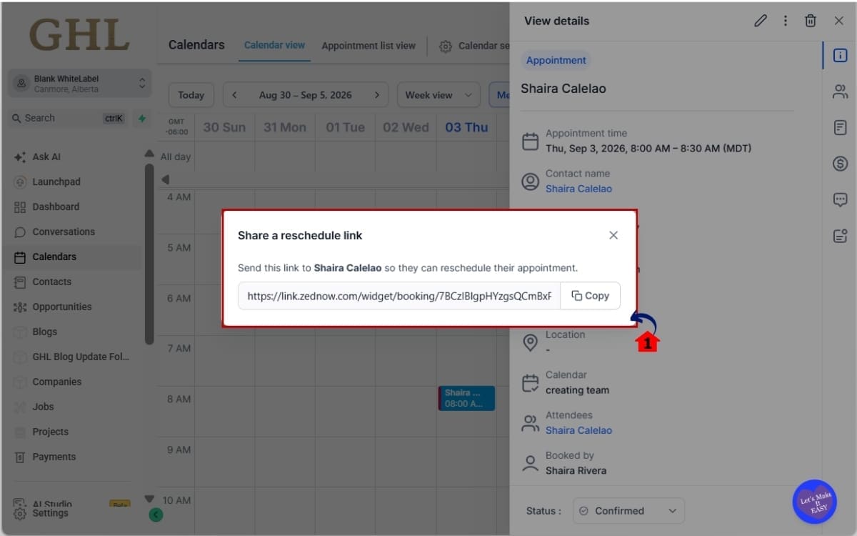 GHL Appointment Reschedule Link
 - Generate the Appointment Reschedule Link