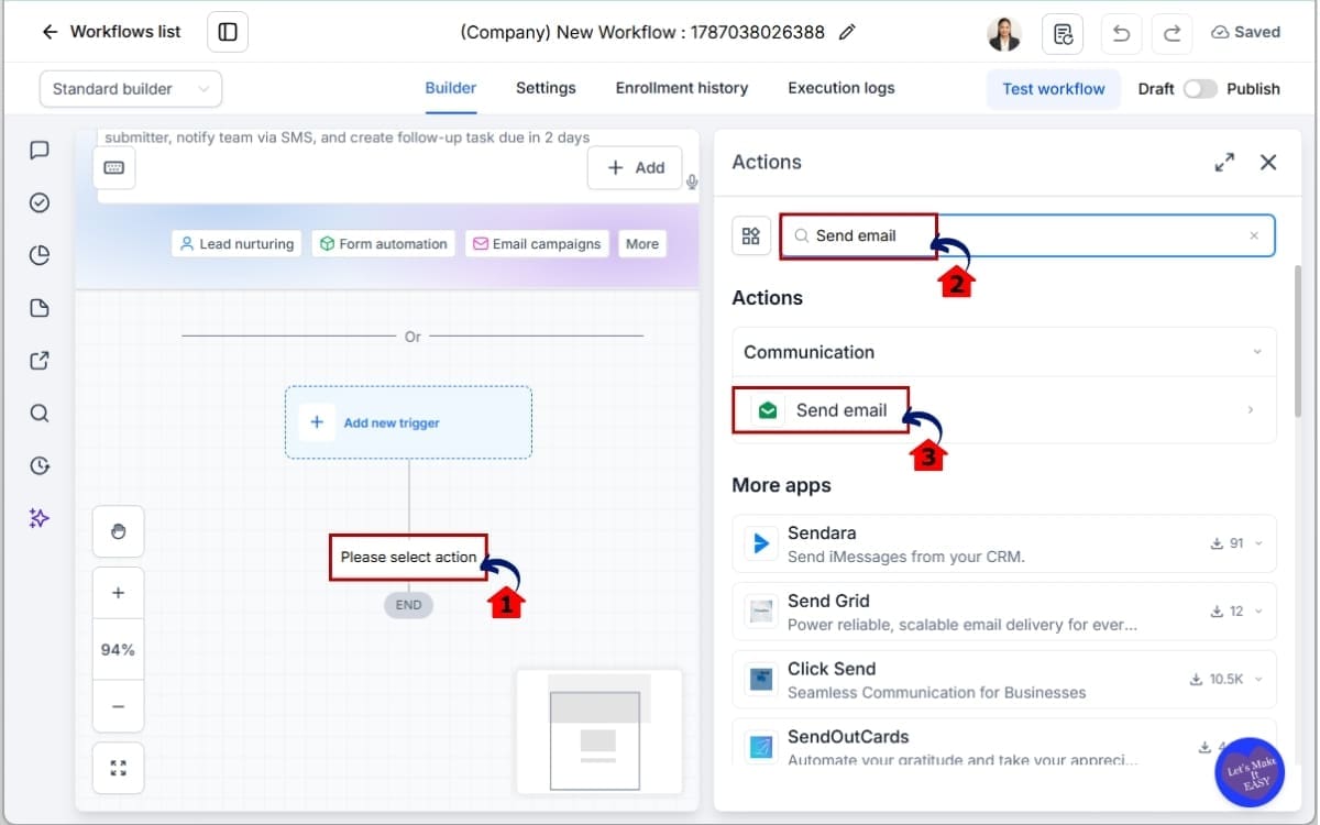 Custom Object Workflows
 - Add the Send Email Action