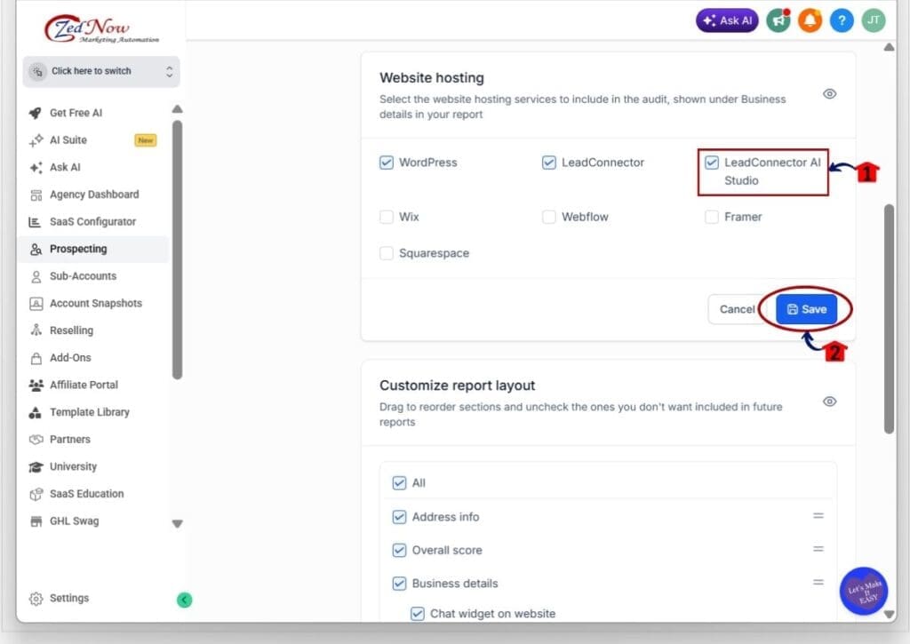 website-technology-detection-step02 ghl website technology detection - ai studio
