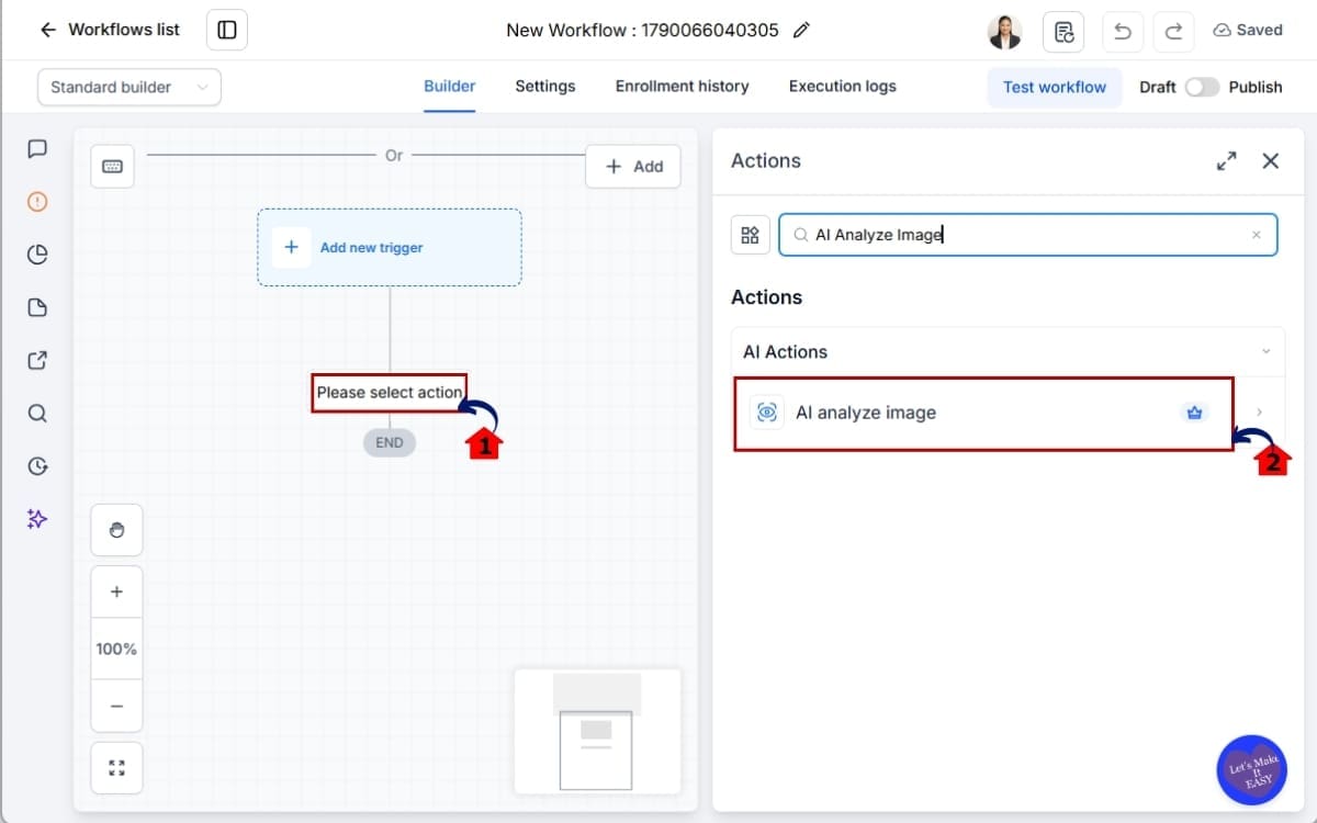 AI Image Analysis
 - Add the AI Analyze Image Action