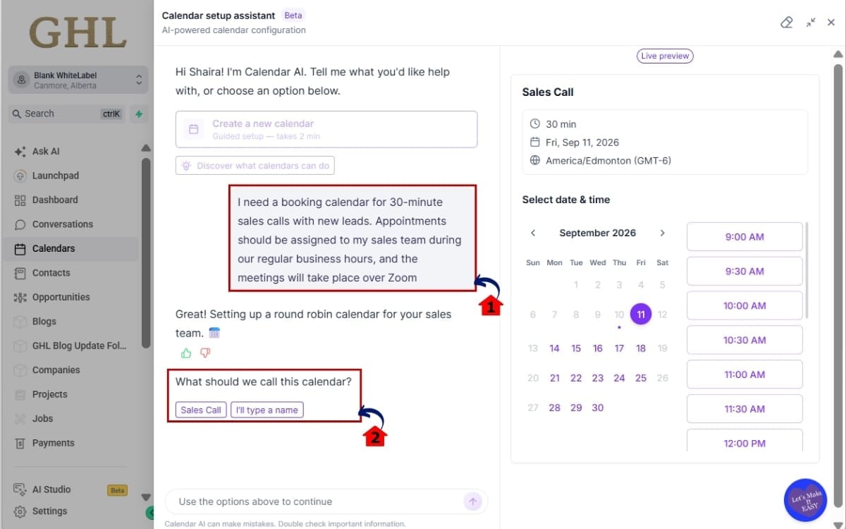 Calendar AI Setup
 - Describe the Calendar You Need