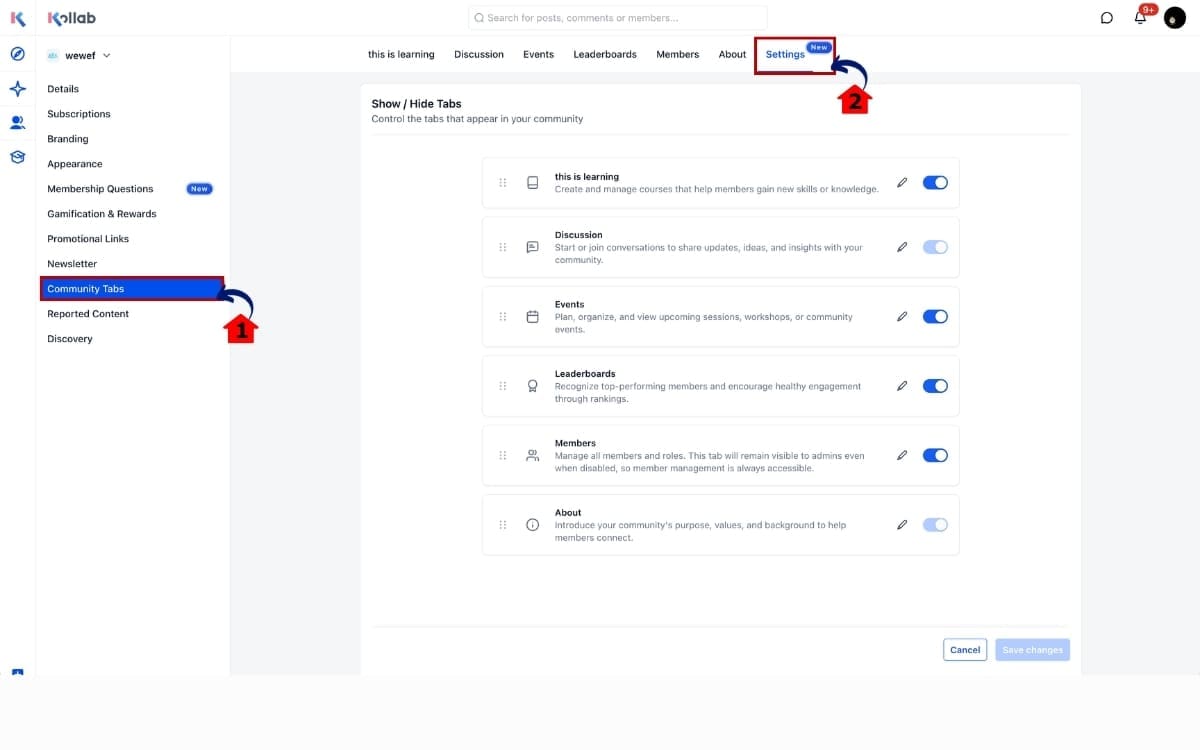 How to Customize Community Navigation Tabs