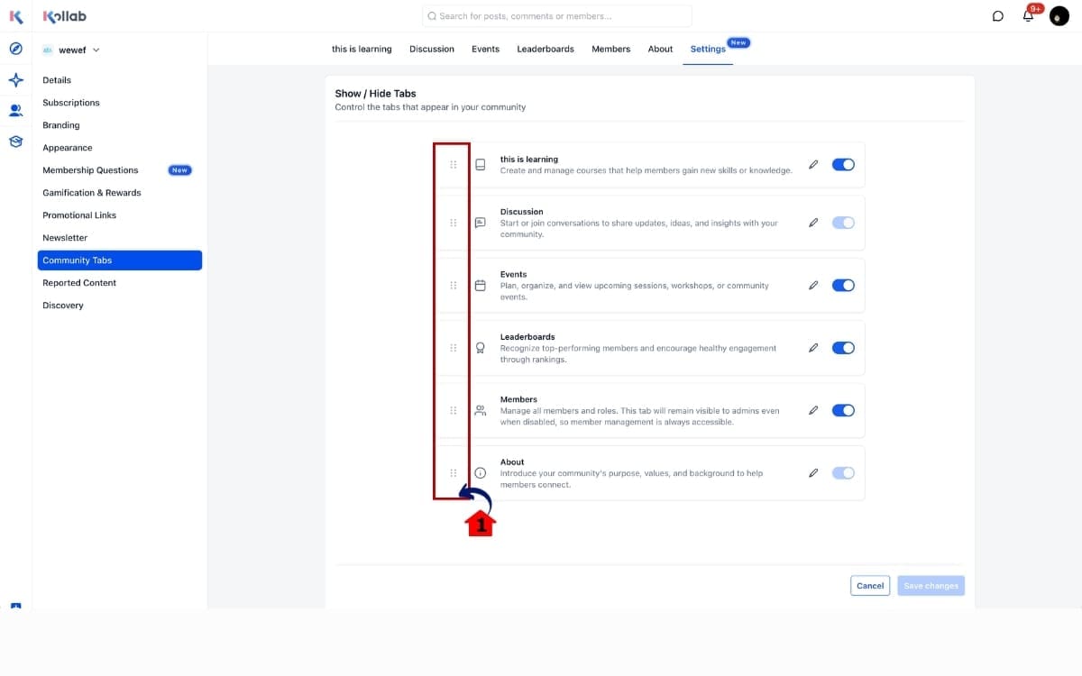 Community Navigation Tabs
 - Reorder Your Community Navigation Tabs