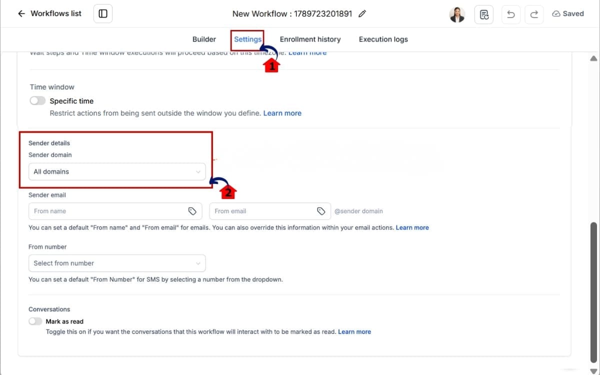 Email Sender Domain
- Open Your Workflow Settings
