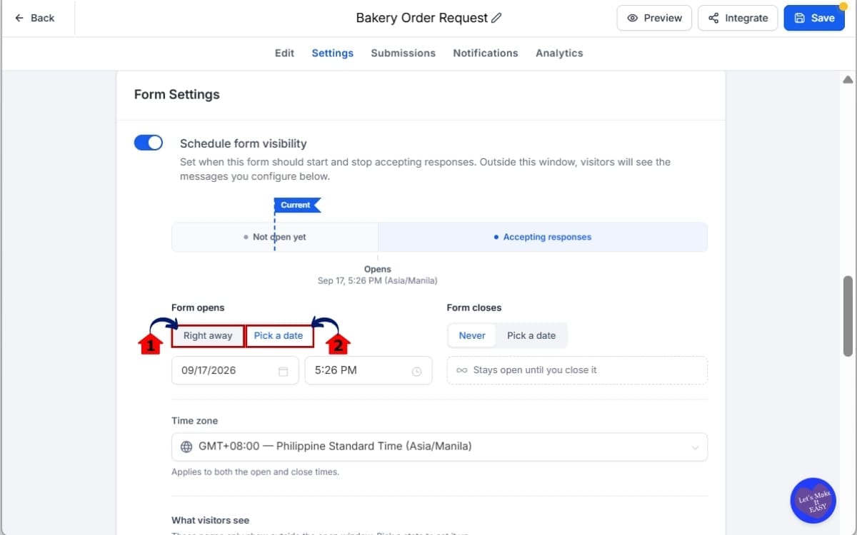GHL Form Visibility Scheduling
 - Set the Opening Time in the Forms