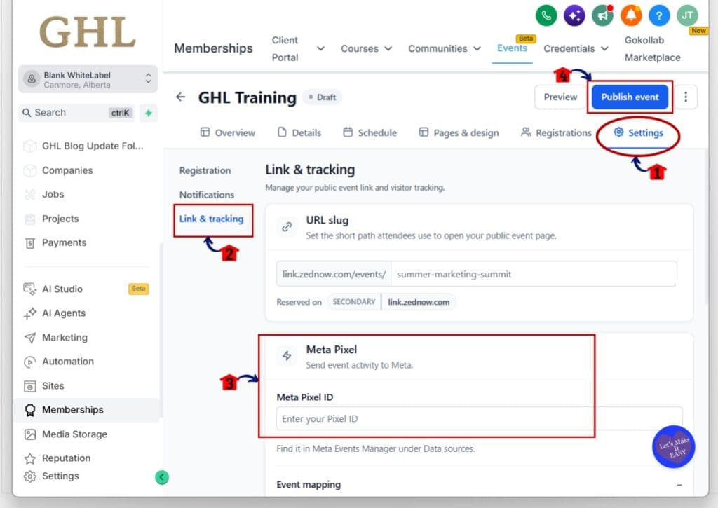 ghl meta pixel tracking - add