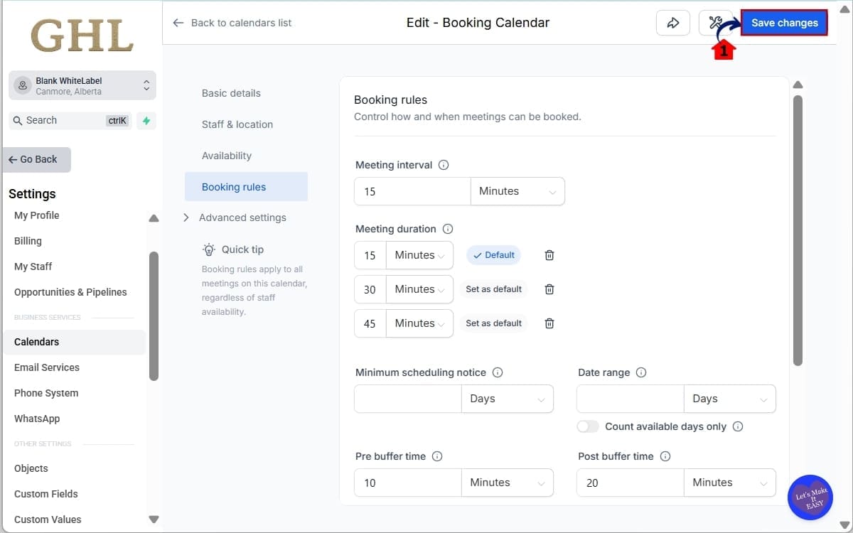 GoHighLevel Multiple Meeting Durations
 - Save and Test Your Booking Page