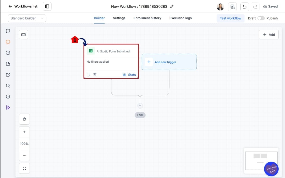GoHighLevel Workflow Actions Sidebar - Select Your Trigger in Workflows