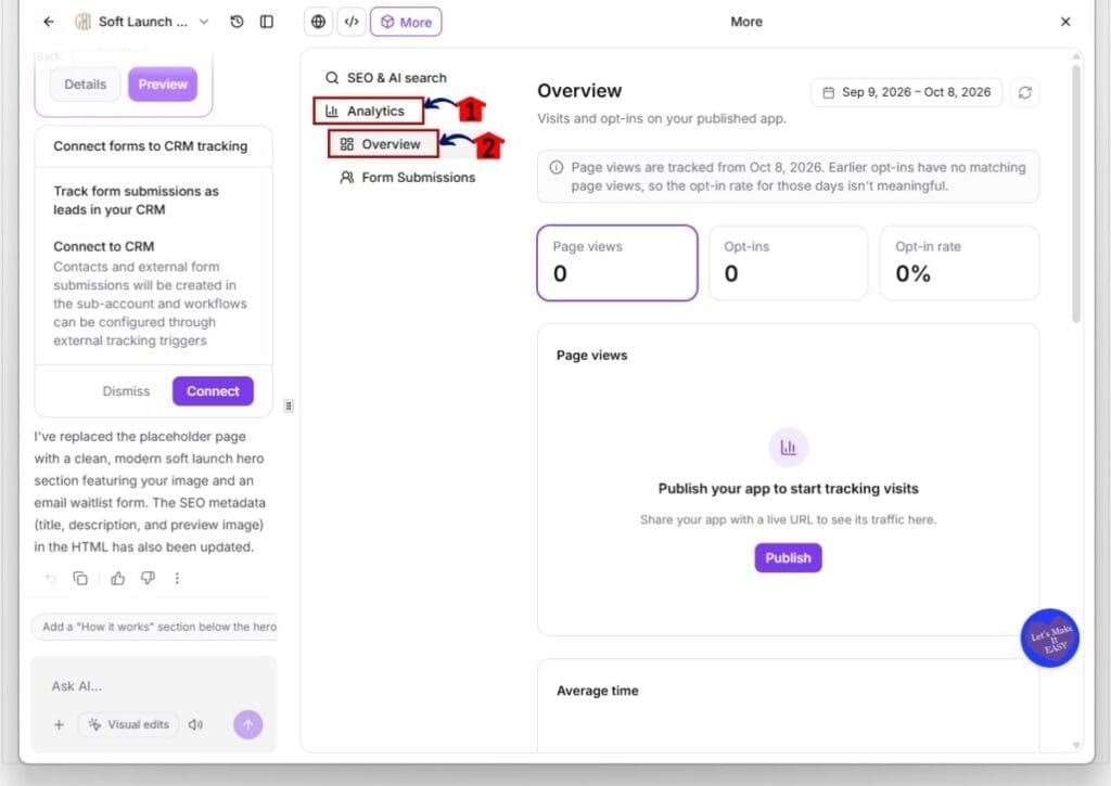 ai site analytics - overview