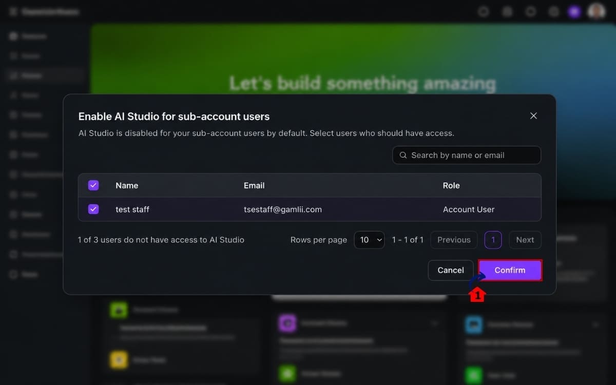 GoHighLevel AI Studio Access
 - Confirm AI Studio Access