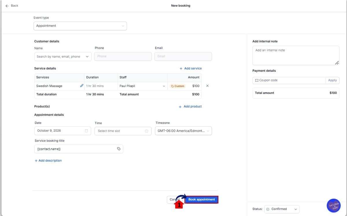 GoHighLevel Custom Service Pricing
 - Save the Appointment