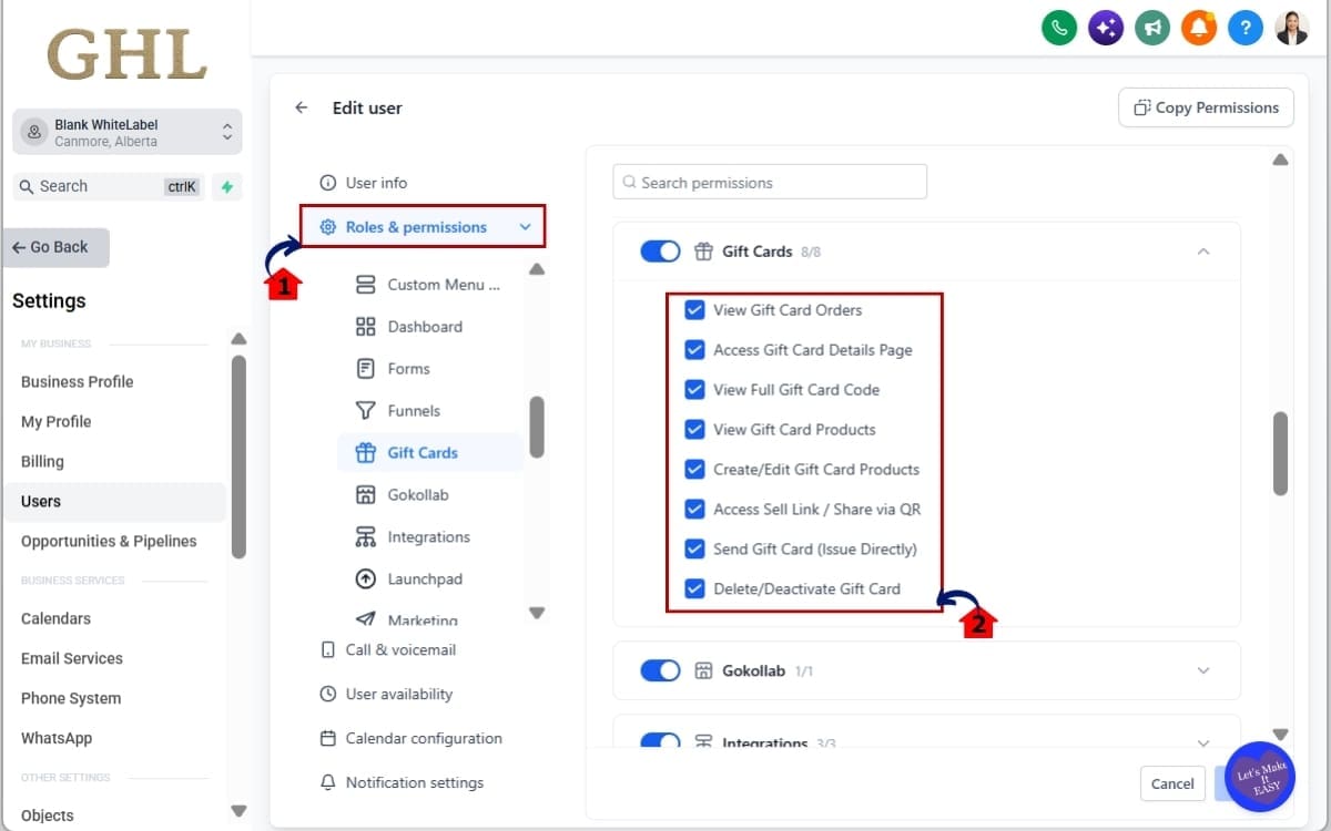 Gift Card Permissions
- Configure Gift Card Permissions
